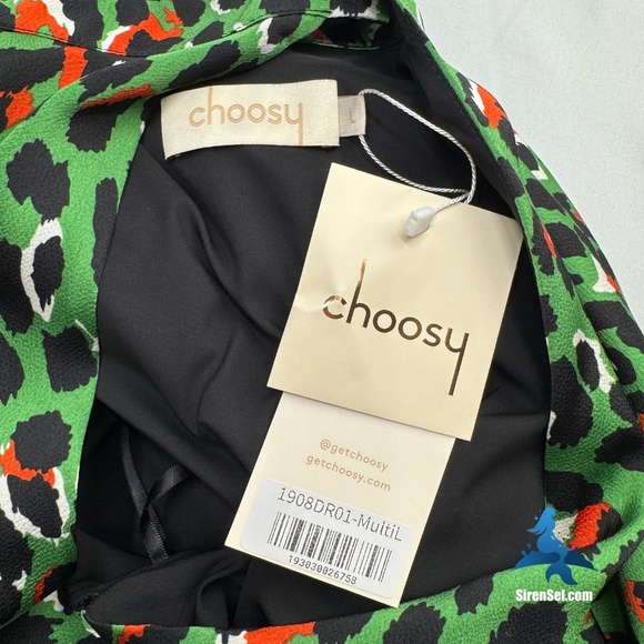 1152 NWT Choosy Untamed One Shoulder Dress - Size L - Green/Red/Black Multi - Picture 14 of 16